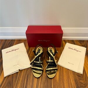 Brand new Salvatore Ferragamo flower heel sandals